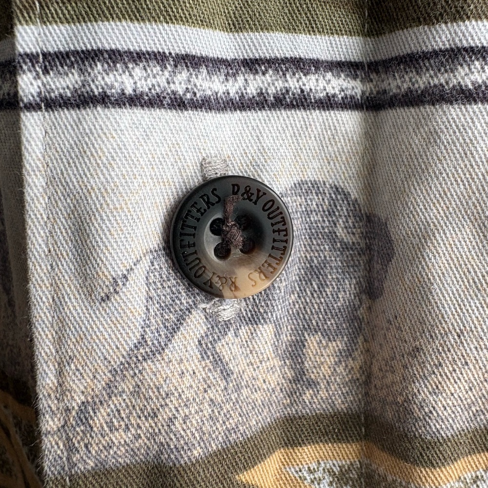 Roundtree & Yorke Buffalo Print Shirt in Green and Tan - Picture 4 of 8